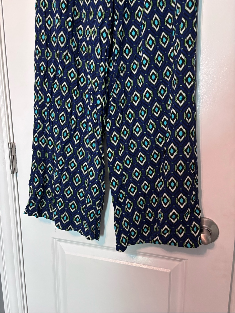 Joe B by Joe Benbasset Boho Palazzo Pants XL Blue Geometric - Picture 3 of 10